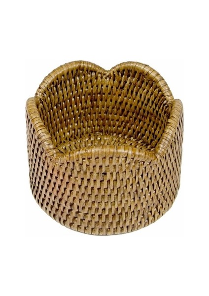 Rattan Scalloped Wine Coaster In Cream 1 Coaster