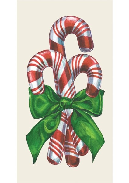 Candy Cane Guest Napkin - Pack Of 16