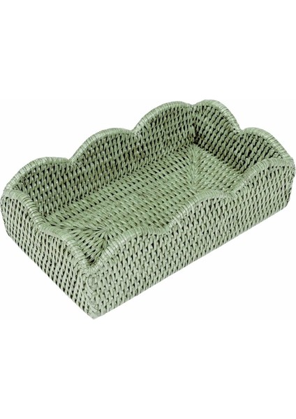 Rattan Scalloped Guest Towel Napkin Holders In Green 1 Napkin Holder