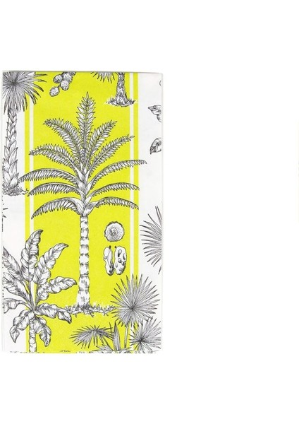 Southern Palms Green & White Guest Towel Napkins 15 Per Package