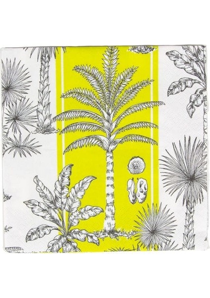 Southern Palms Green & White Luncheon Napkins 20 Per Package