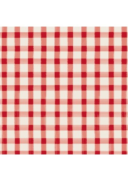 Red Painted Check Cocktail Napkin Pack Of 20