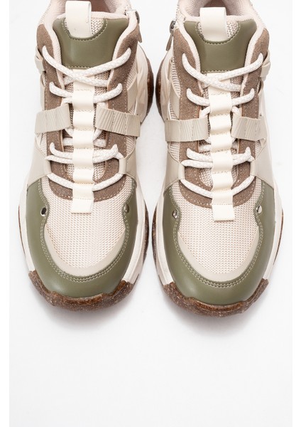 Clara Bej Yeşil Fermuarlı ve Bağcıklı Kadın Spor Bot fiyatları