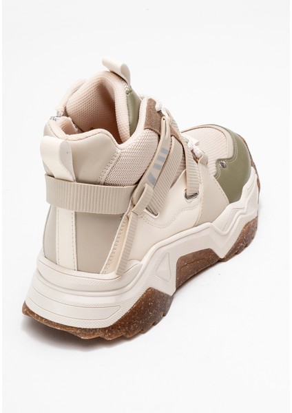 Clara Bej Yeşil Fermuarlı ve Bağcıklı Kadın Spor Bot indirimleri