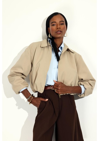 Bej Bomber Ceket 9616
