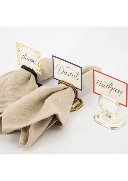 Napkin Ring With Place Card Holder Brass