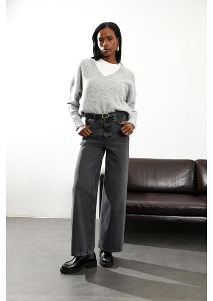 Füme Yüksek Bel Wide Leg Jean