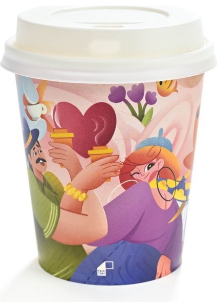 8 Oz Tasarım Renkli Karton Bardak 50 Adet fiyatları