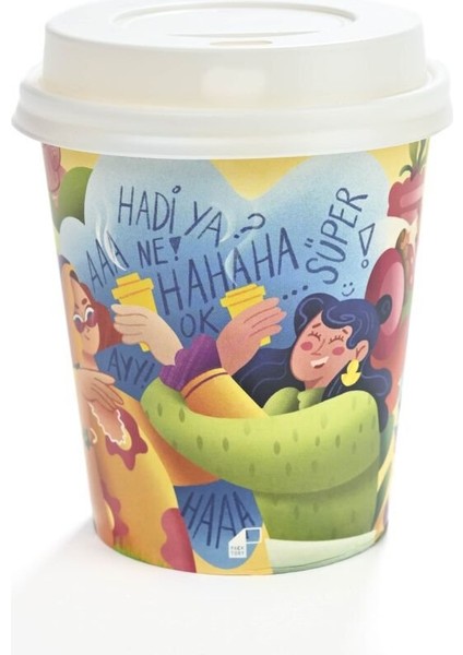 8 Oz Tasarım Renkli Karton Bardak 50 Adet modelleri