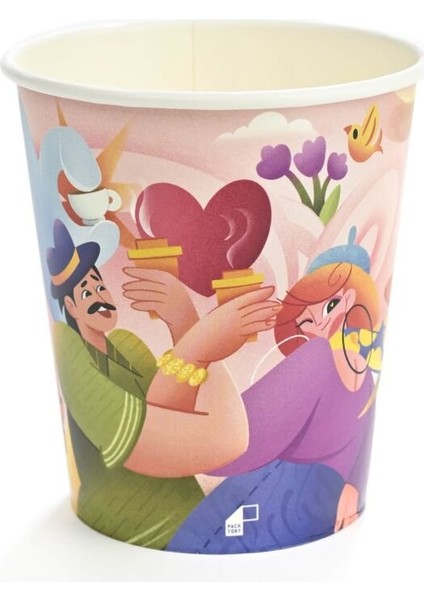 8 Oz Tasarım Renkli Karton Bardak 50 Adet indirimleri