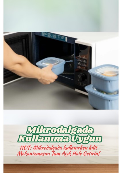3'lü Mikrodalga ve Difriz Kullanımına Uygun Vakumlu Sızdırmaz Saklama Kabı Seti 600-1100-1800 ml modelleri