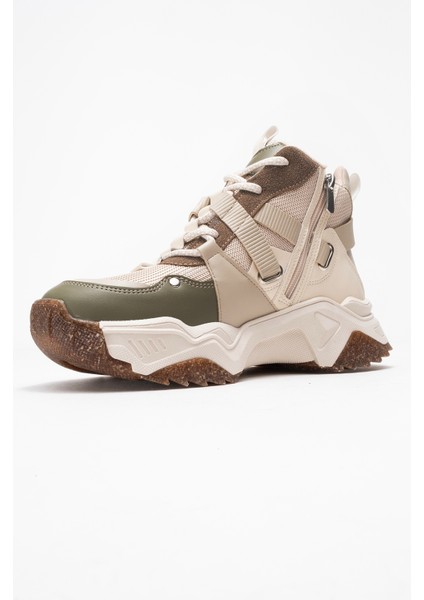 Clara Bej Yeşil Fermuarlı ve Bağcıklı Kadın Spor Bot fırsatları