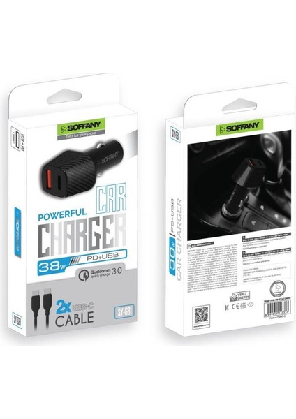 SY-681 38W USB-C to USB-C Araç Şarj & Data Kablosu fırsatları