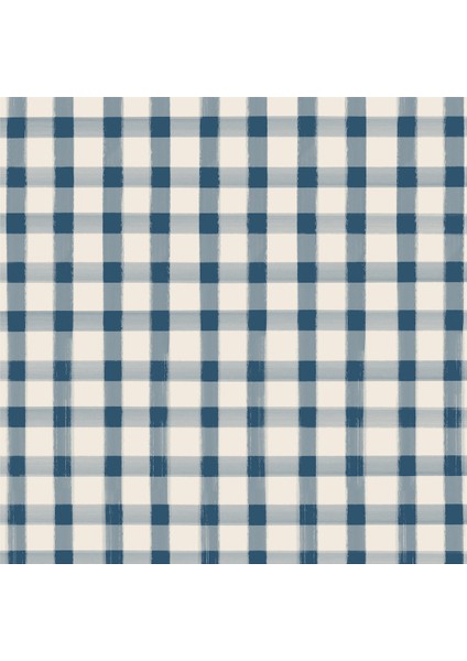 Navy Painted Check Cocktail Napkin Pack Of 20