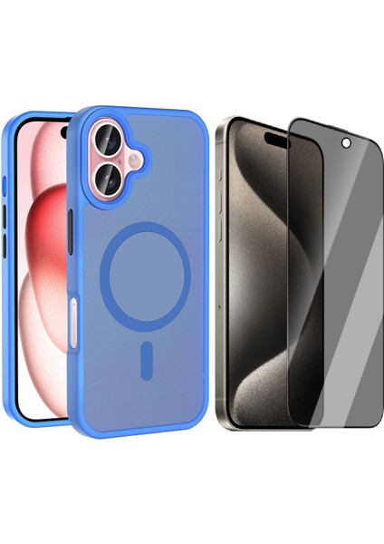 iPhone 16 Kılıf M-safe Şarj Özellikli Mat Arka Yüzey Zore Sio Kapak + Hayalet Ekran Koruyucu