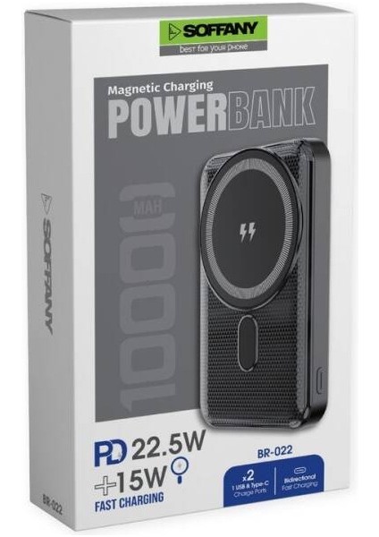 BR-022 10.000 mAh Magsafe P.Bank Hızlı Şarj Type-C + USB Giriş-Çıkış fiyatları