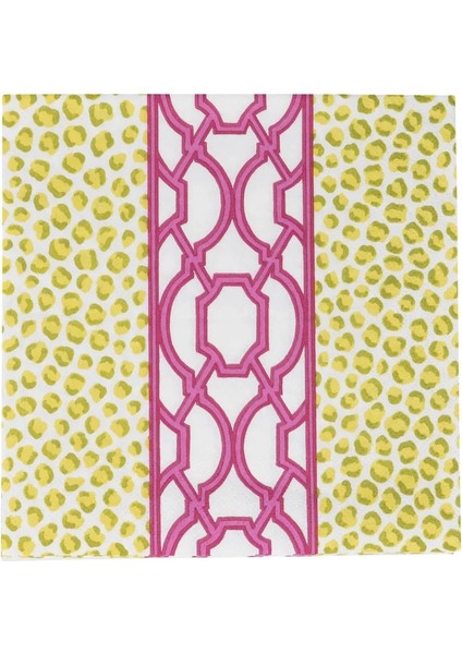 Knots And Spots Green & Fuchsia Luncheon Napkins 20 Per Package