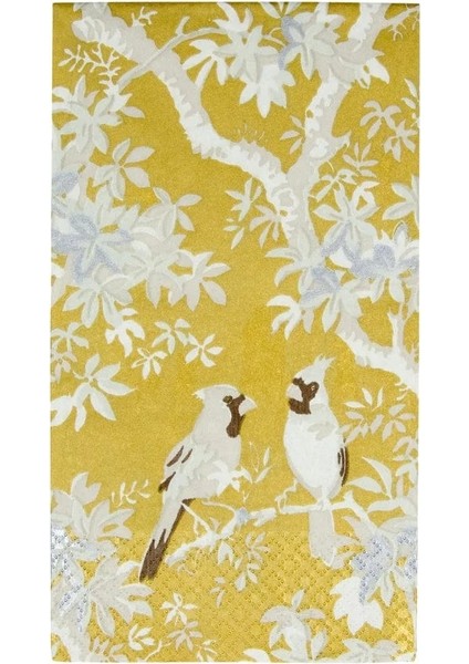 Scenic Songbirds Gold & Ivory Guest Towel Napkins 15 Per Package