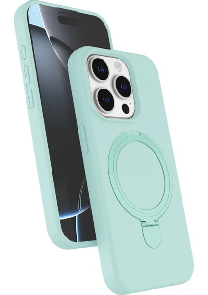 More-Tr Newface Apple Iphone 14 Pro Max Regal Magsafe Standlı Kapak - Su Yeşili