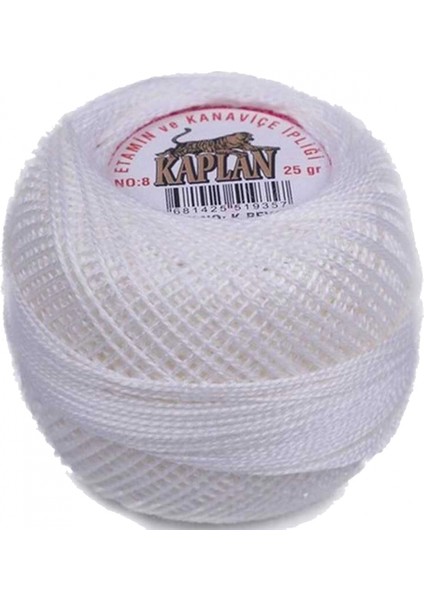 Kaplan Etamin ve Kanaviçe Ipi 8 No Kod/renk: K.beyaz -