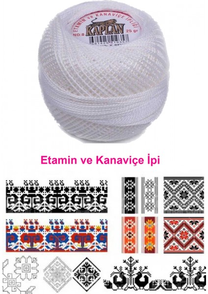 Kaplan Etamin ve Kanaviçe Ipi 8 No Kod/renk: K.beyaz - fiyatları