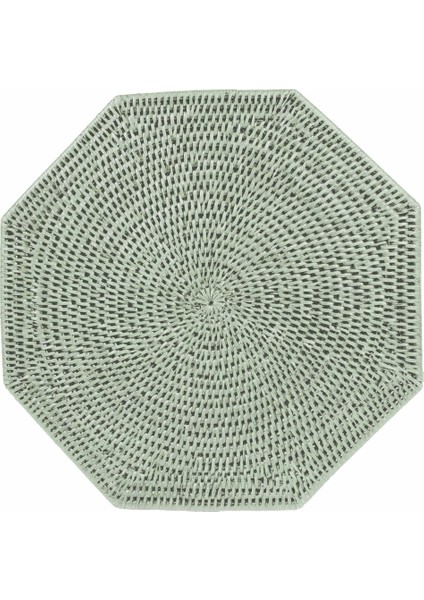Rattan Octagonal Placemat In Green 1 Placemat