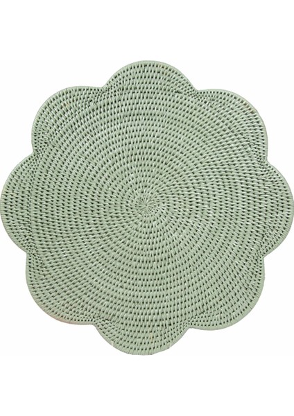 Rattan Scalloped Round Placemat In Green 1 Placemat