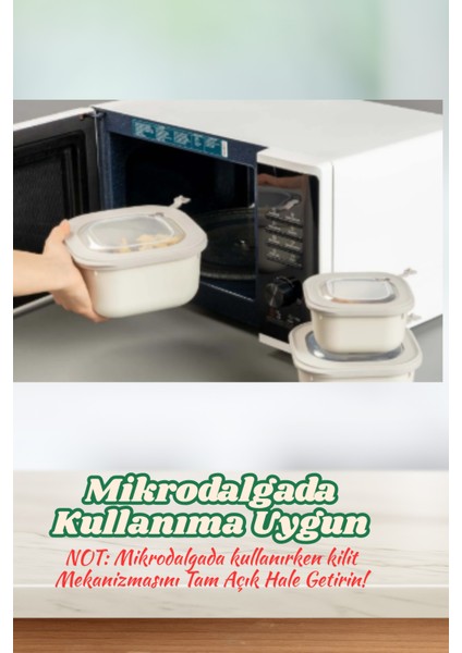 3'lü Mikrodalga ve Difriz Kullanımına Uygun Vakumlu Sızdırmaz Saklama Kabı Seti 600-1100-1800 ml modelleri