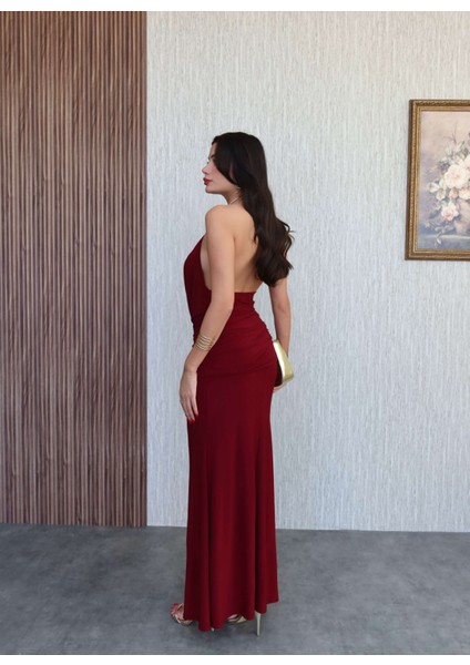 Aksesuar Detay Dekolteli Uzun Elbise indirimleri