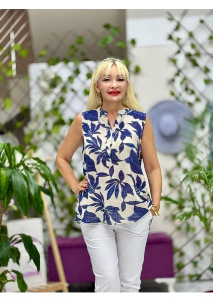 NC8260 Italyan Kolsuz Pamukketen Bluz Bej