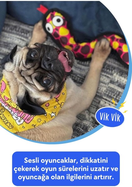 Peluş Yılan Köpek Oyuncağı | VikVik Sesli Köpek Oyun Arkadaşı 9x47 CM fırsatları