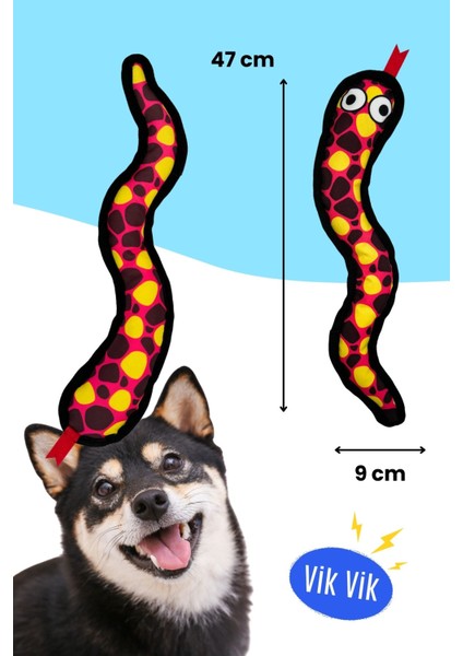Peluş Yılan Köpek Oyuncağı | VikVik Sesli Köpek Oyun Arkadaşı 9x47 CM indirimleri