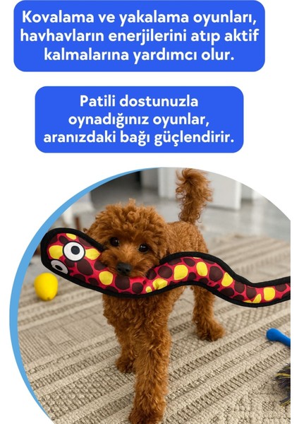 Peluş Yılan Köpek Oyuncağı | VikVik Sesli Köpek Oyun Arkadaşı 9x47 CM