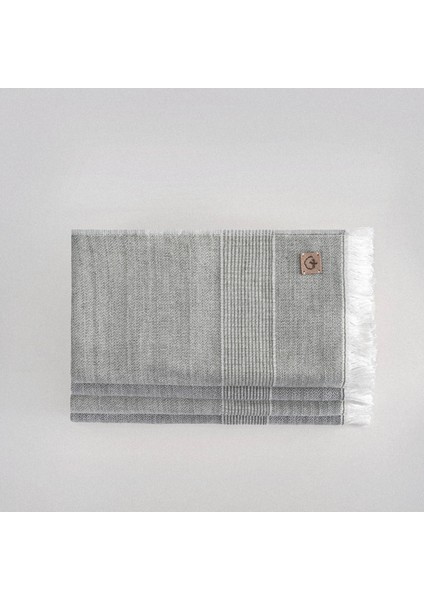 Hasna 4'lü Havlu Seti %100 Organik Pamuk Keten Melanj Antrasit-Haki 50X90