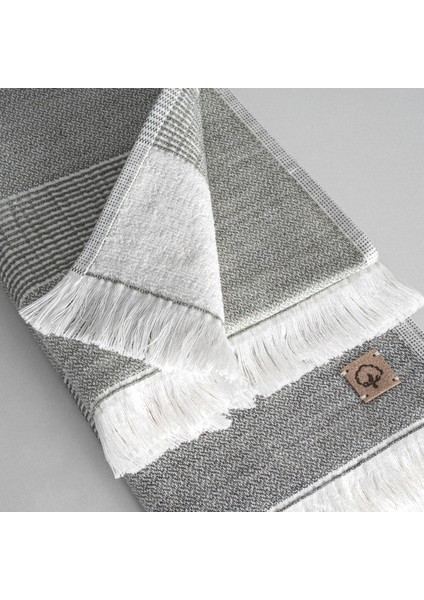 Hasna 4'lü Havlu Seti %100 Organik Pamuk Keten Melanj Antrasit-Haki 50X90