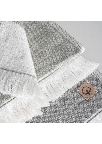 Hasna 4'lü Havlu Seti %100 Organik Pamuk Keten Melanj Antrasit-Haki 50X90