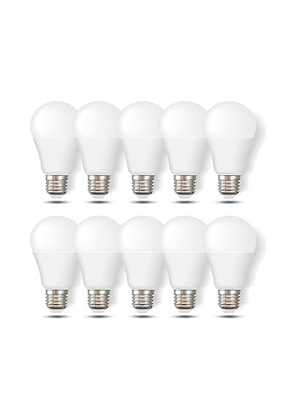 10 Adet LED Ampul 9W Enerji Tasarruflu 10&apos;lu Paket Günışığı (Sarı) 3200 Kelvin E27