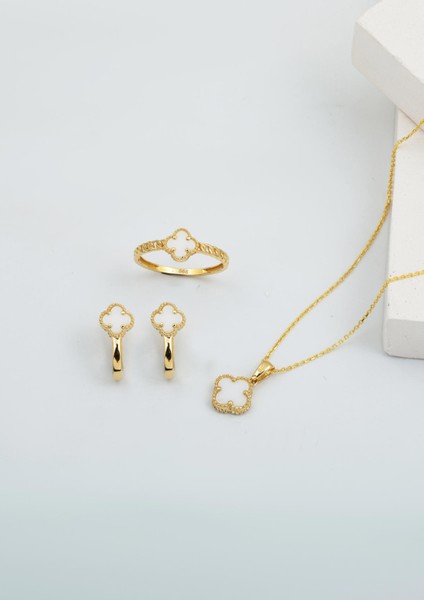 Yonca Sedef Taşlı 14 Ayar Altın Takı Seti fiyatları