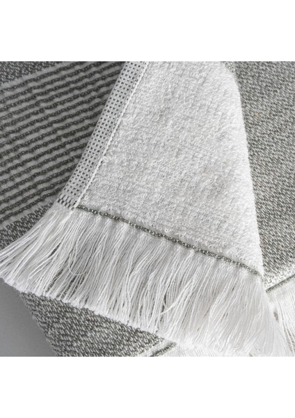 Hasna 4'lü Havlu Seti %100 Organik Pamuk Keten Melanj Antrasit-Haki 50X90