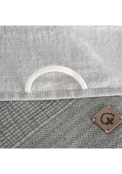 Hasna 4'lü Havlu Seti %100 Organik Pamuk Keten Melanj Antrasit-Haki 50X90