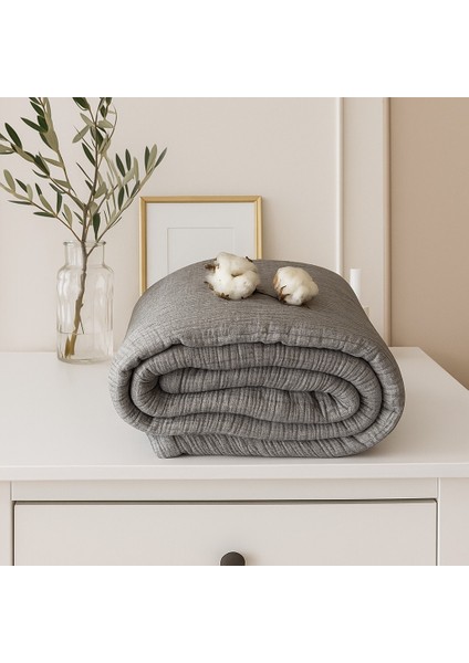 HB&Victory Müslin Mavi 6 Katlı Yorgan %100 Pamuk Antrasit Renk çift Kişilik 240X220 Cm. fırsatları