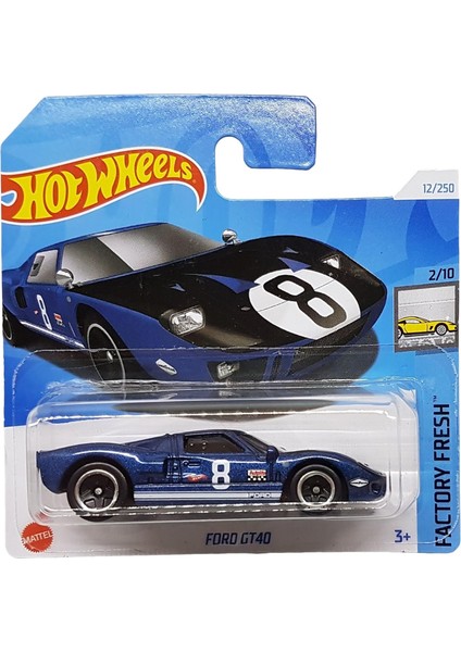 - Ford GT40 - Factory Fresh 2/10 - HTD34 - Short Card - Good Year - Autolite - Koyu Mavi Metalik - Mattel 2024-1:64