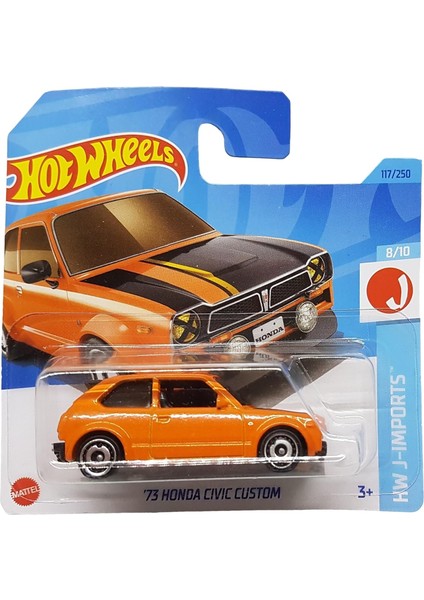- ´73 Honda Civic Custom - Hw J-Imports 8/10 - HKK67 - Short Card - Turuncu - Mattel 2023
