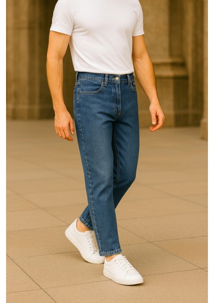 Dar Paça Erkek Yüksek Bel Kot Pantolon - Salaş Mom Jean C333