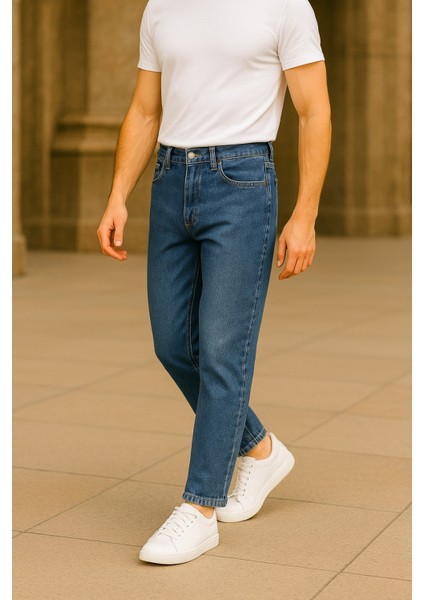 Dar Paça Erkek Yüksek Bel Kot Pantolon - Salaş Mom Jean C333 modelleri