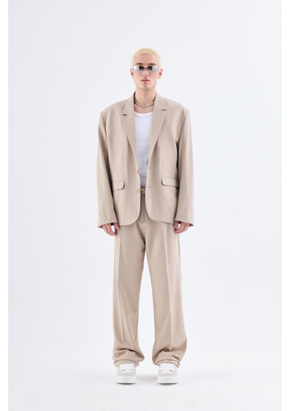 Klasik Oversize Takım Elbise Bej