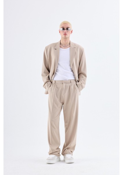 Klasik Oversize Takım Elbise Bej modelleri