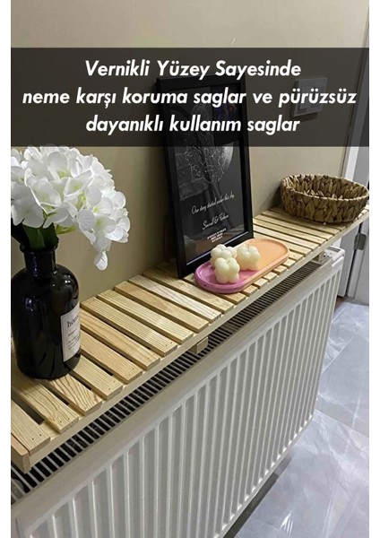 Montajsız Petek Üstü Raf, Ahşap Petek Üstü Dresuar, Kalorifer Üstü Kitaplık & Dresuar Raf 60 x 18 cm fiyatları