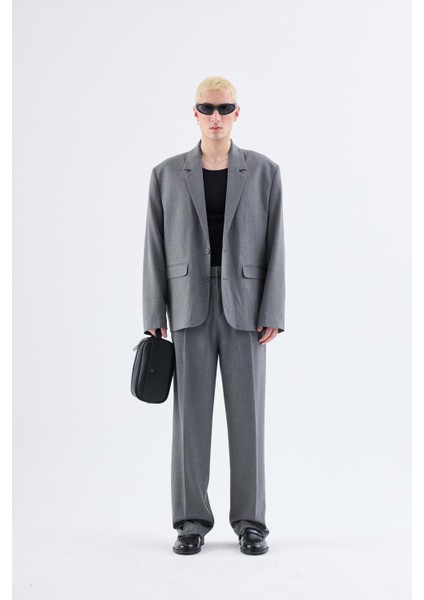 Klasik Oversize Takım Elbise Gri