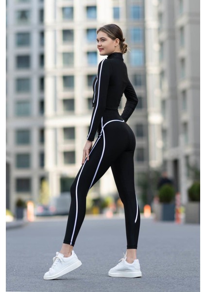 Dar Kesim Menton Çizgili Spor Neon Tayt fiyatları